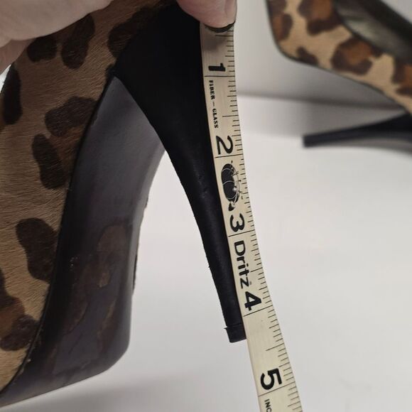 Stuart Weitzman Leopard Peep Toe Pumps Heels Cal Hair Leather 7.5 - Picture 8 of 8